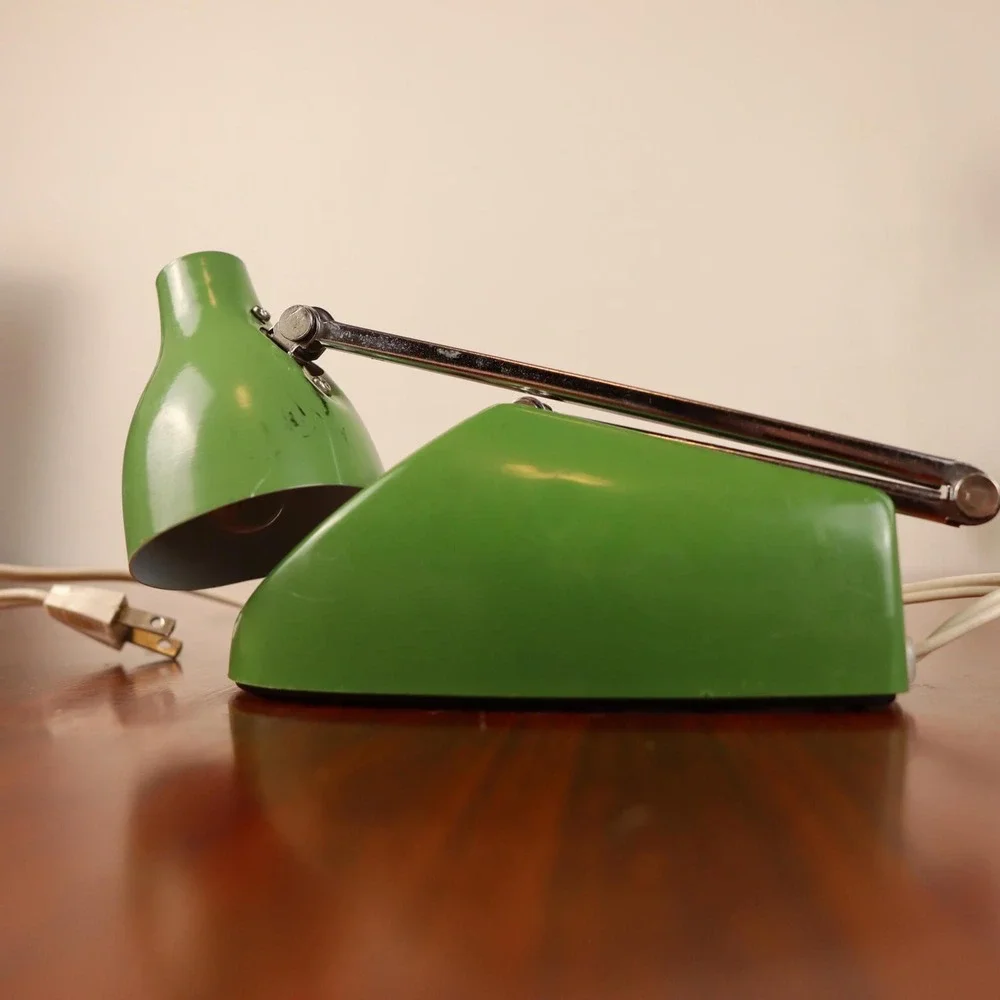 Mid-Century Avocado Green Articulating Library‎ Desk Lamp